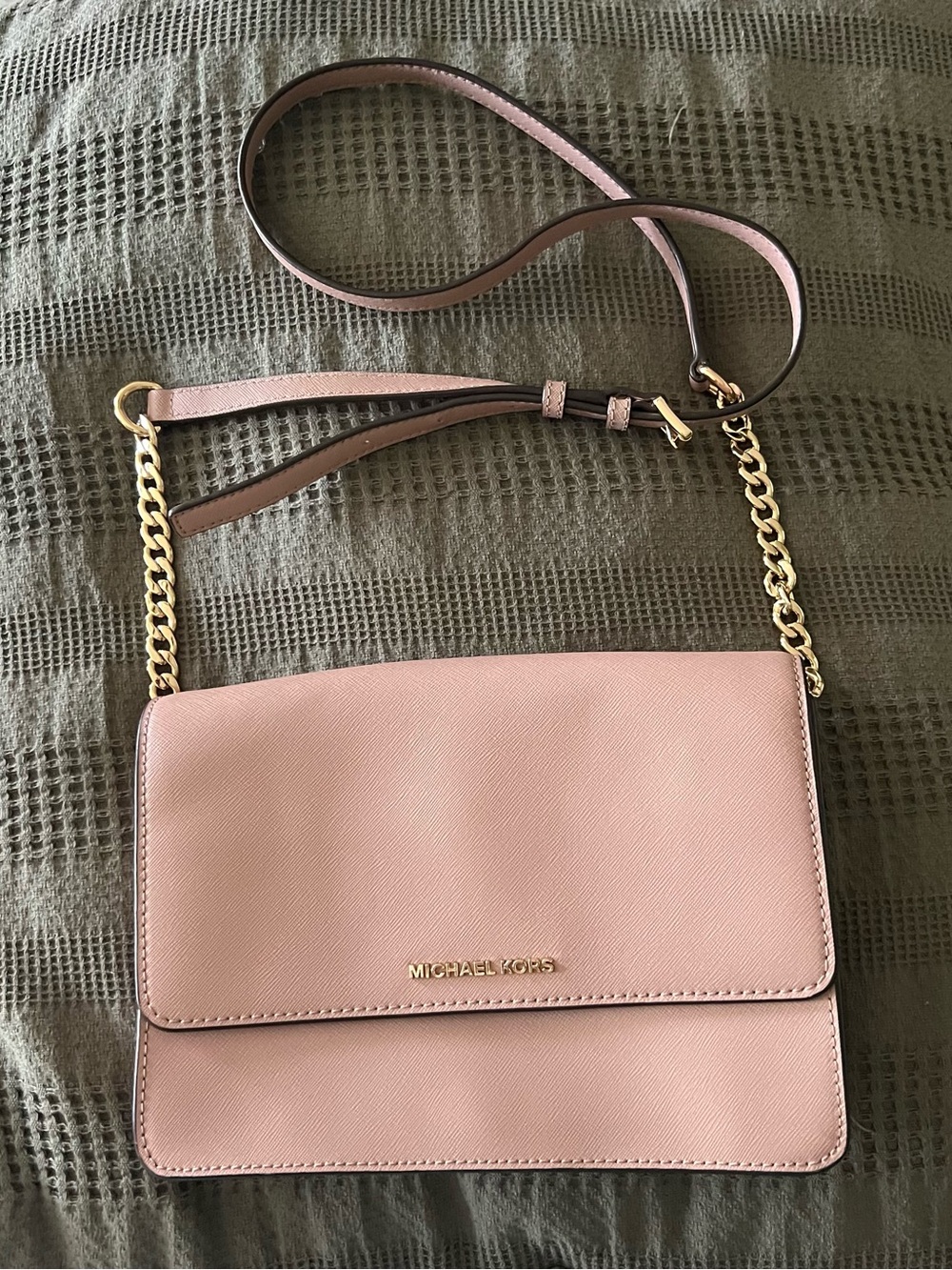 Michael Kors Dusty Pink Leather Crossbody with Gold Chain